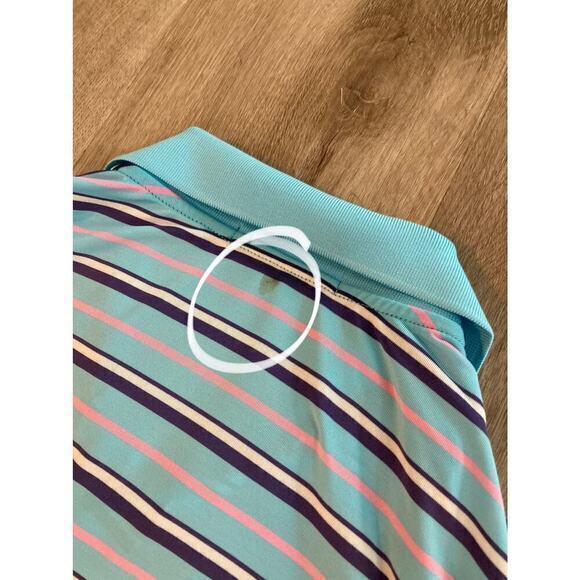 RLX Ralph Lauren Men's‎ Blue Striped Stretch Polo Shirt Short Sleeve L - Picture 3 of 11